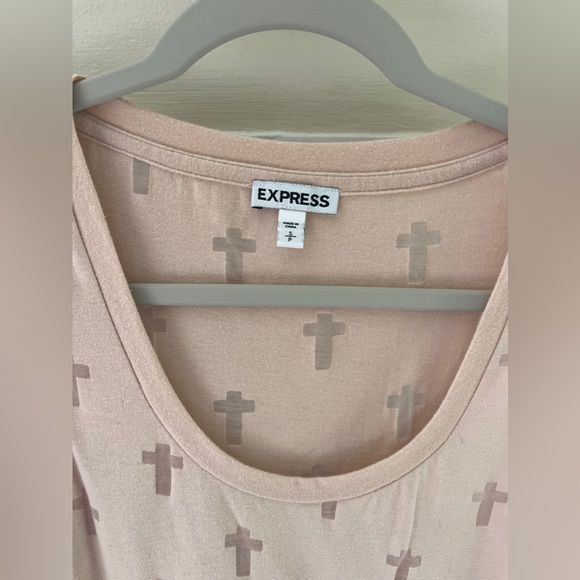 Express see thru crosses w/ bronze caps on sleeveless edges, light pink/nude - Picture 2 of 5